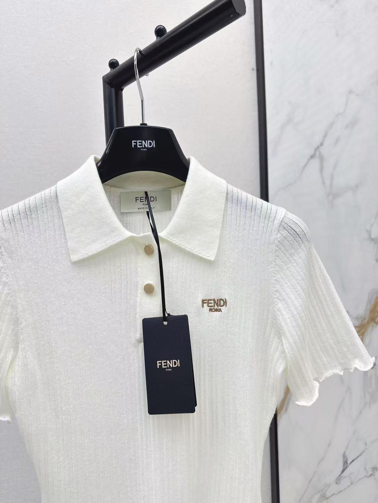 Fe 25ss knitted polo shirt