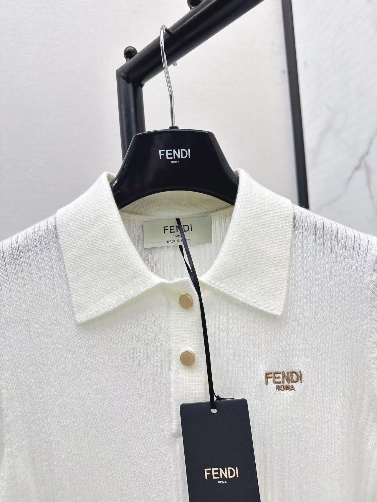 Fe 25ss knitted polo shirt