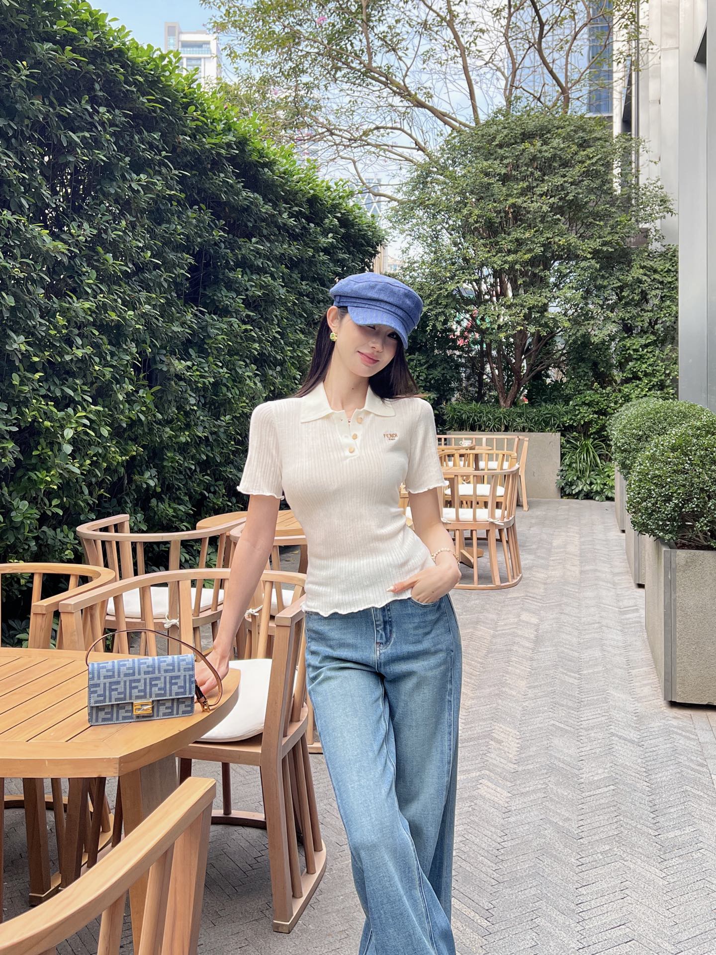 Fe 25ss knitted polo shirt