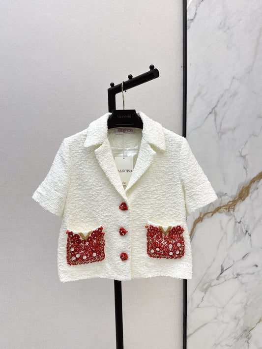 val 25ss beaded short sleeve jacket