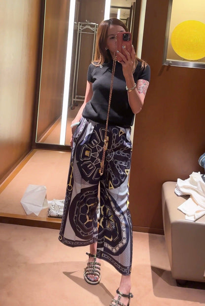 H 25ss silk wide leg pants