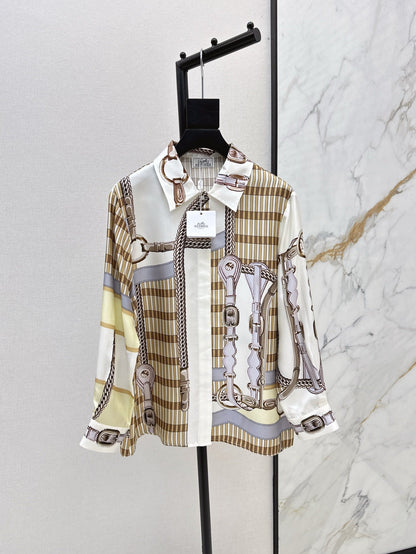 H 25ss coaching remix silk shirt