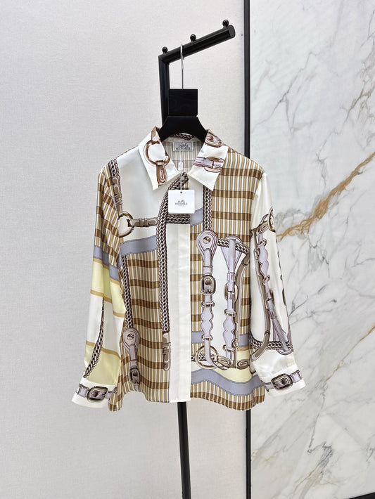 H 25ss coaching remix silk shirt