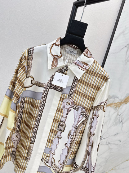 H 25ss coaching remix silk shirt