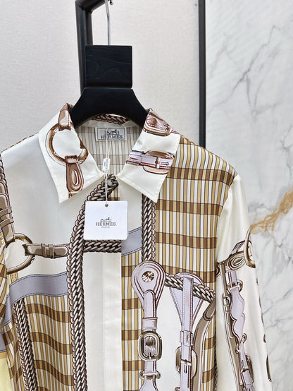 H 25ss coaching remix silk shirt