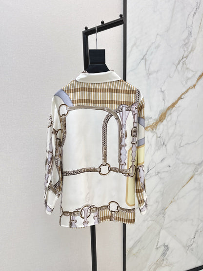 H 25ss coaching remix silk shirt