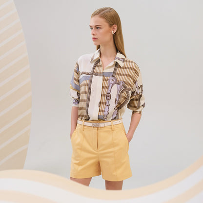 H 25ss coaching remix silk shirt