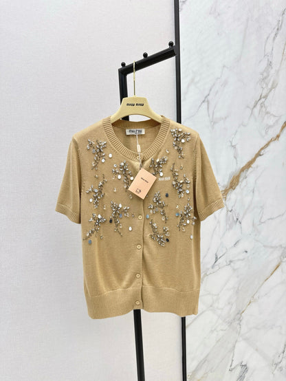 mi 25ss beaded knitted cardigan