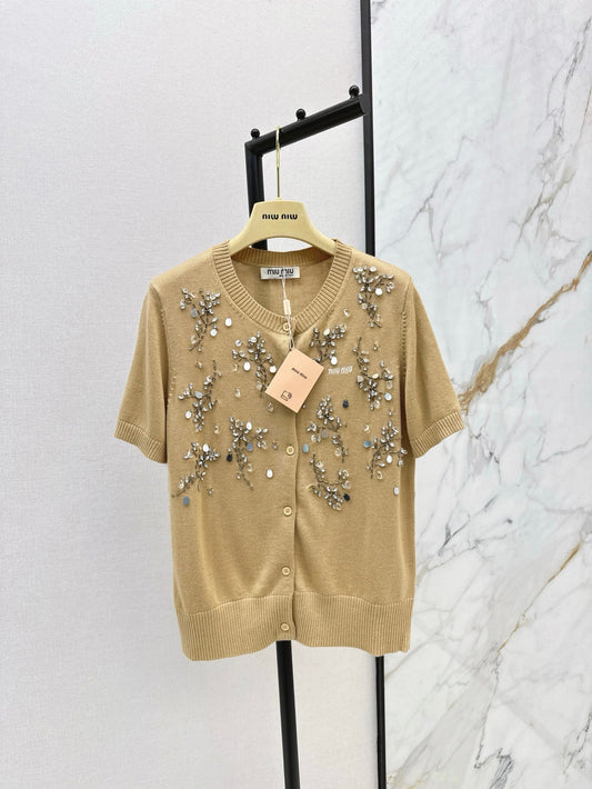 mi 25ss beaded knitted cardigan