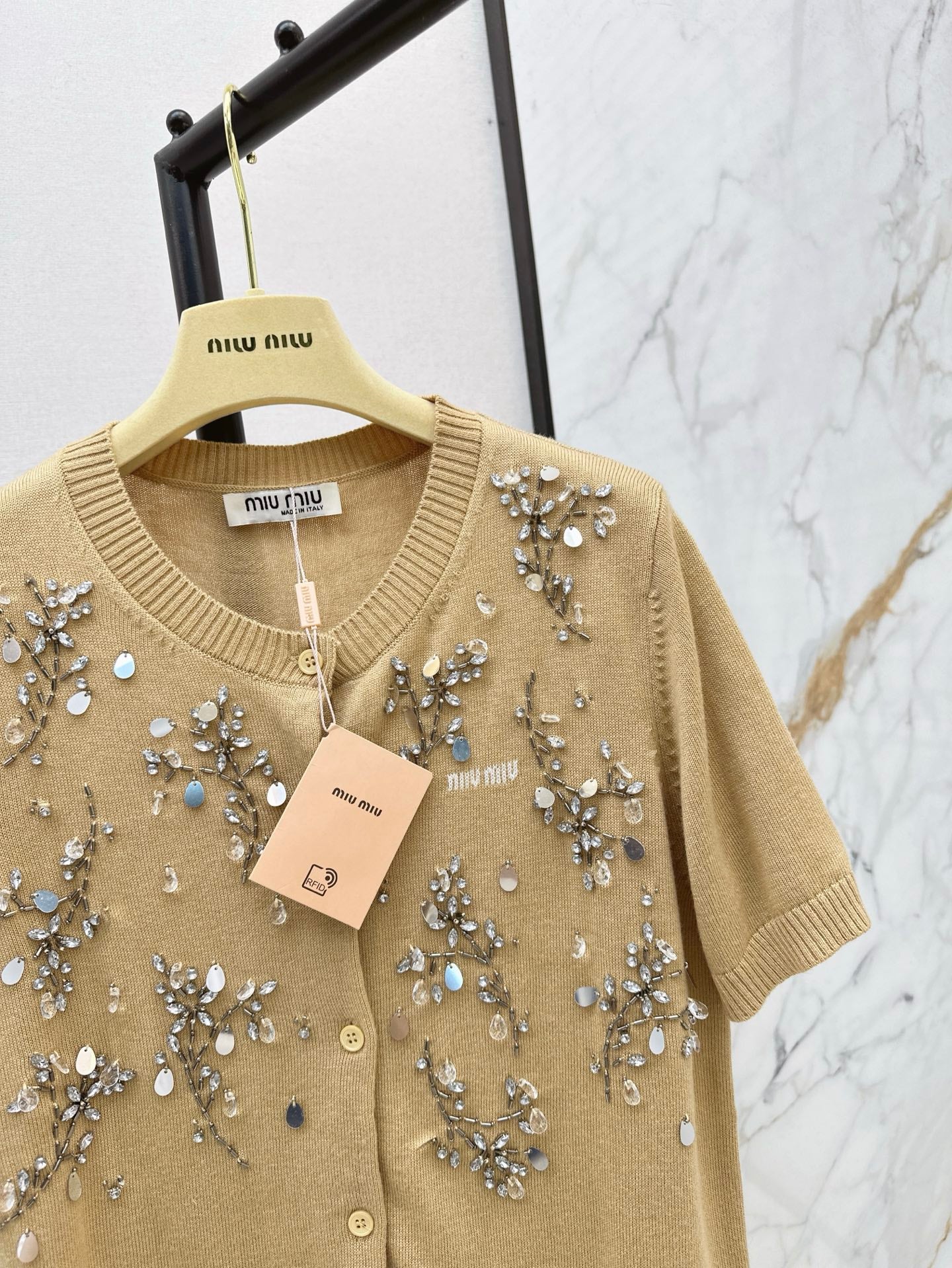 mi 25ss beaded knitted cardigan