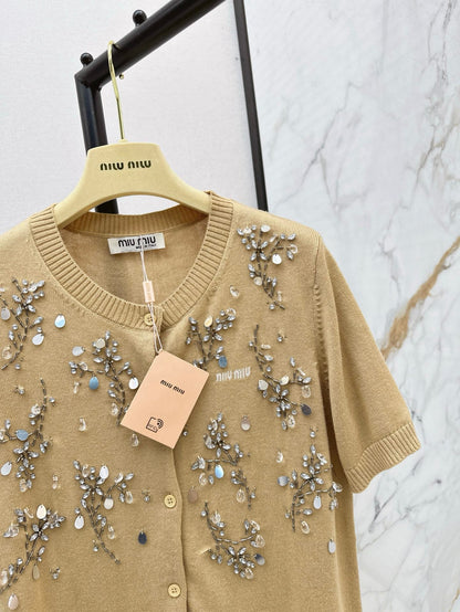 mi 25ss beaded knitted cardigan
