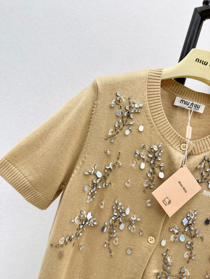 mi 25ss beaded knitted cardigan