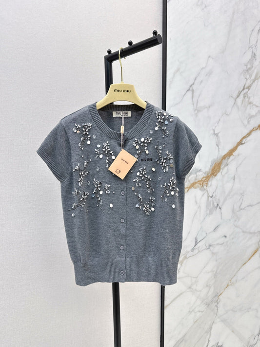 mi 25ss beaded knitted cardigan