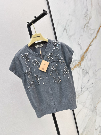 mi 25ss beaded knitted cardigan