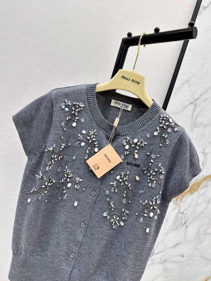 mi 25ss beaded knitted cardigan