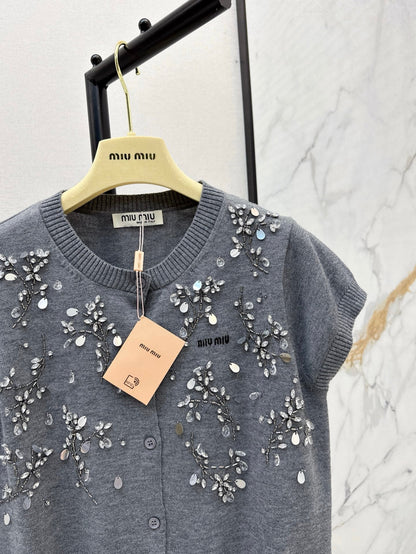 mi 25ss beaded knitted cardigan