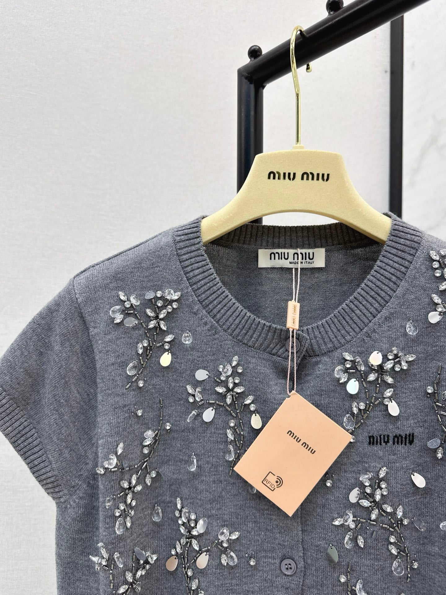 mi 25ss beaded knitted cardigan