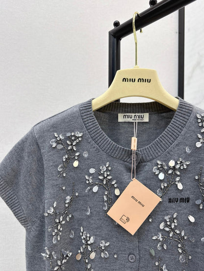 mi 25ss beaded knitted cardigan