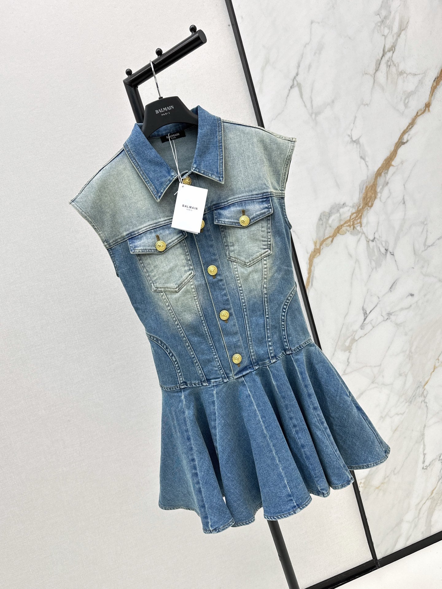 bal 25ss denim shirt dress