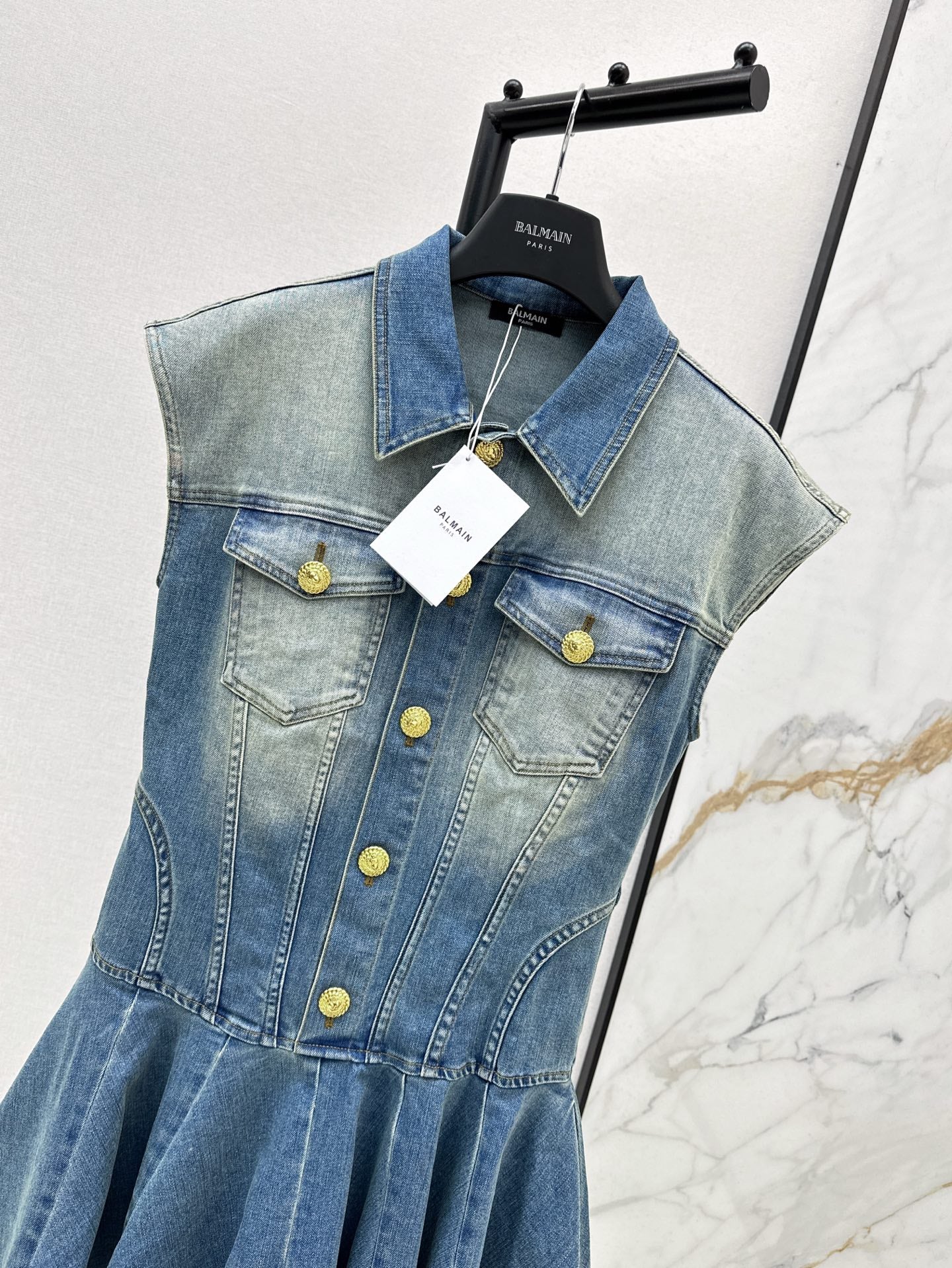 bal 25ss denim shirt dress