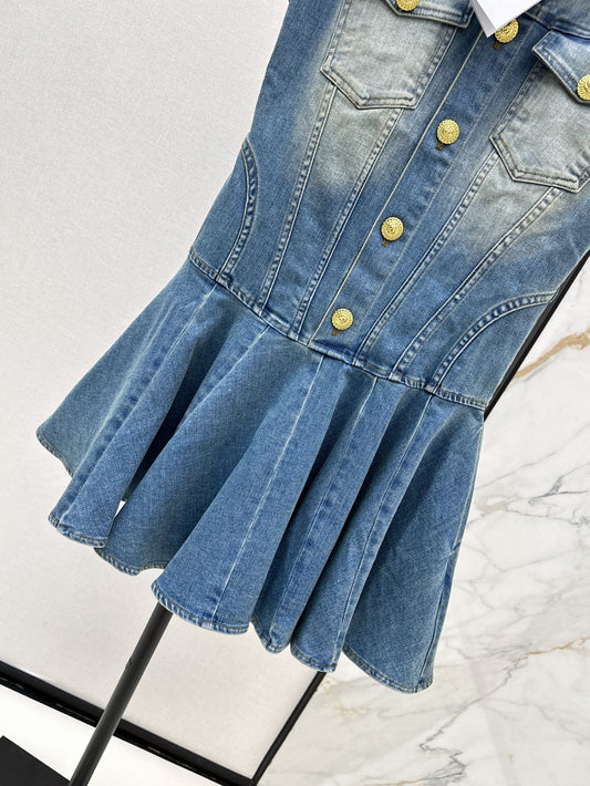 bal 25ss denim shirt dress