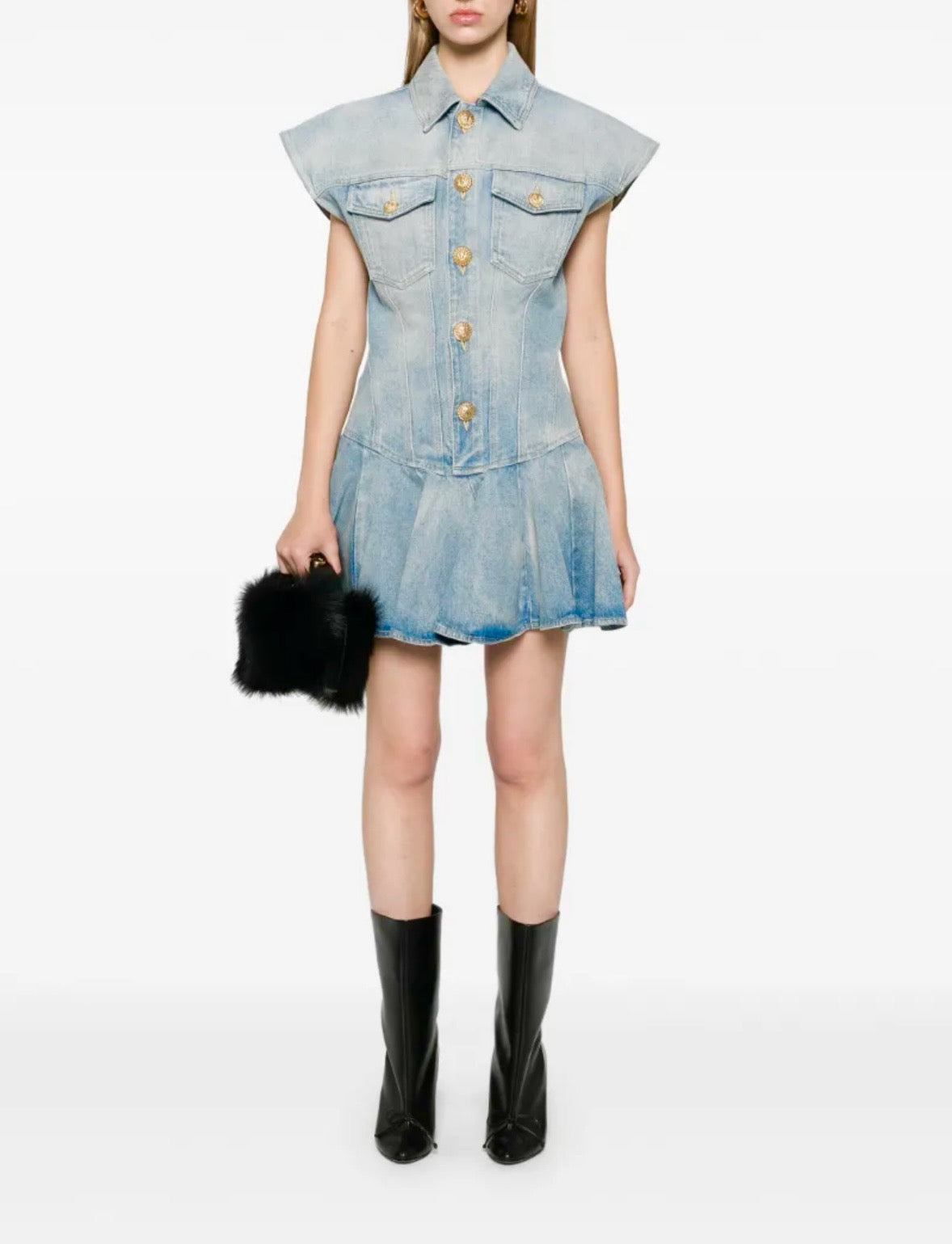 bal 25ss denim shirt dress