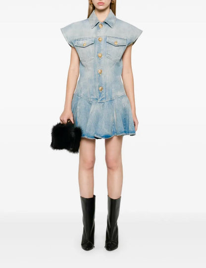 bal 25ss denim shirt dress