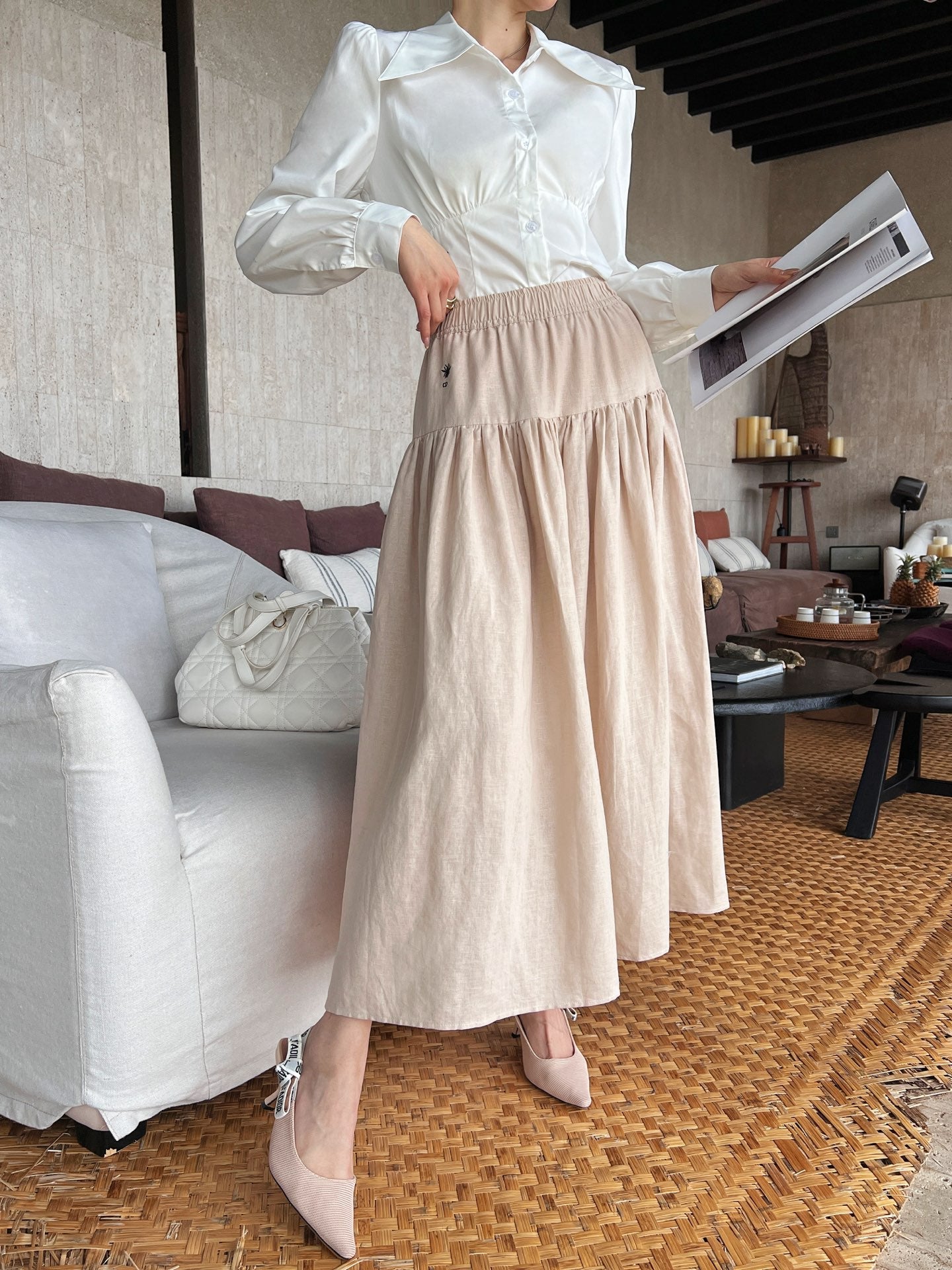 D 25ss embroidered skirt