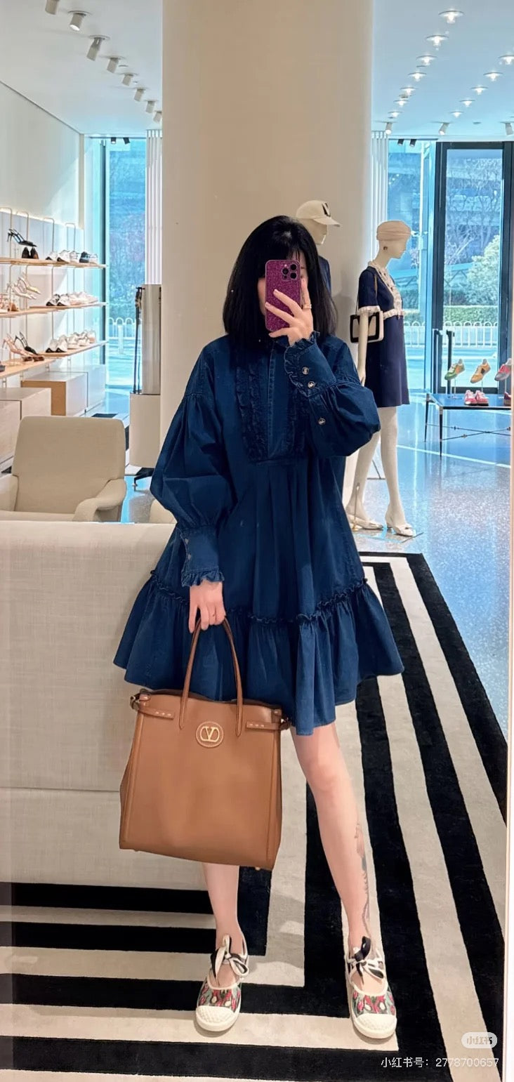 val 25ss retro denim dress