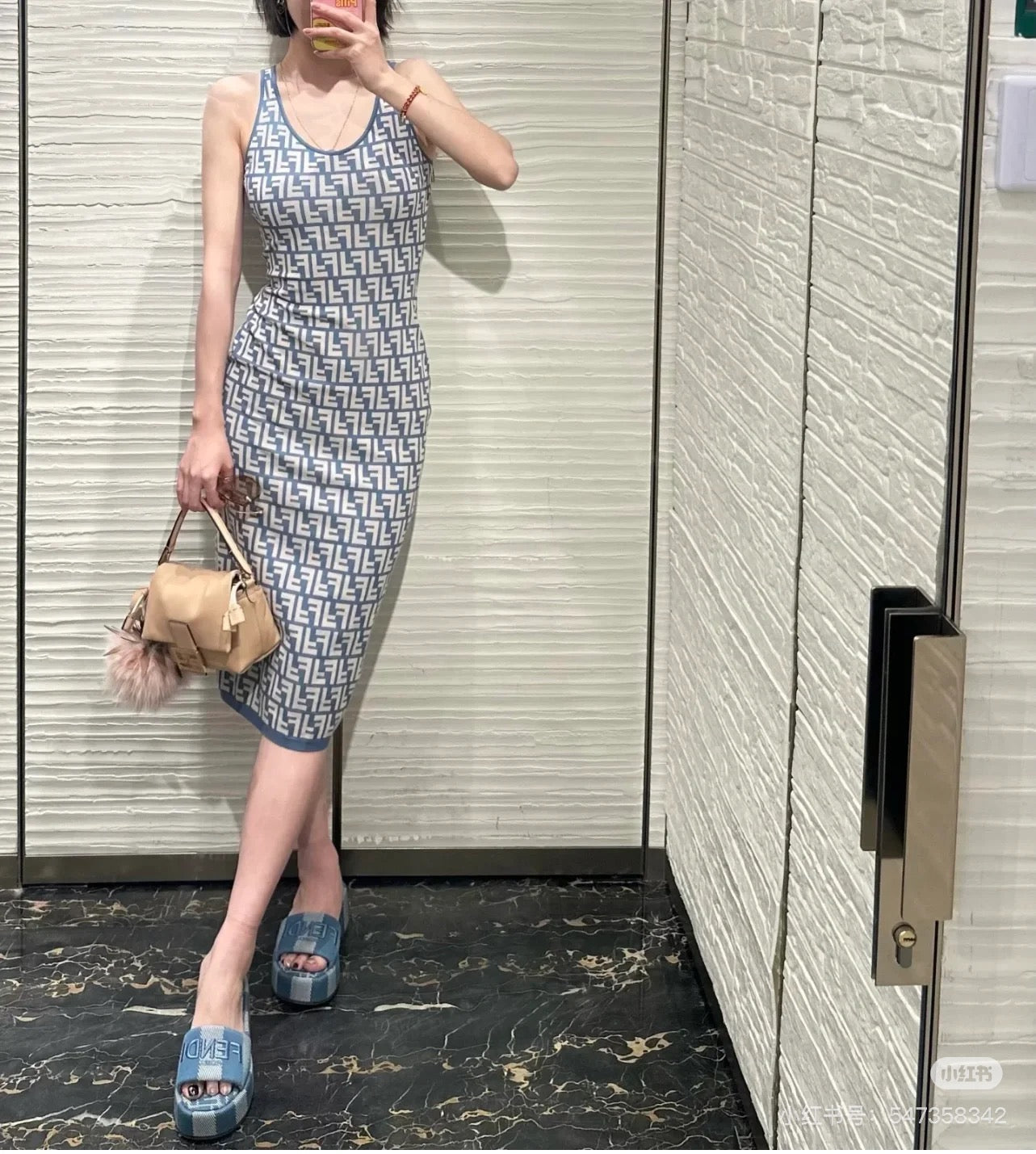 Fe 25ss jacquard knitted dress