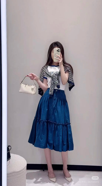 val 25ss denim skirt