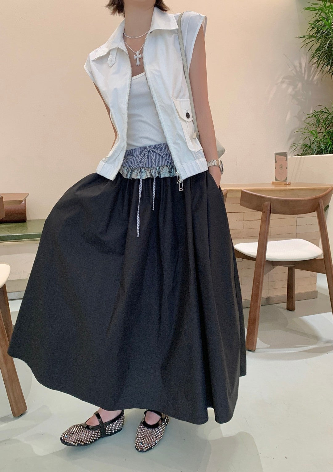 Ji 25ss drawstring skirt