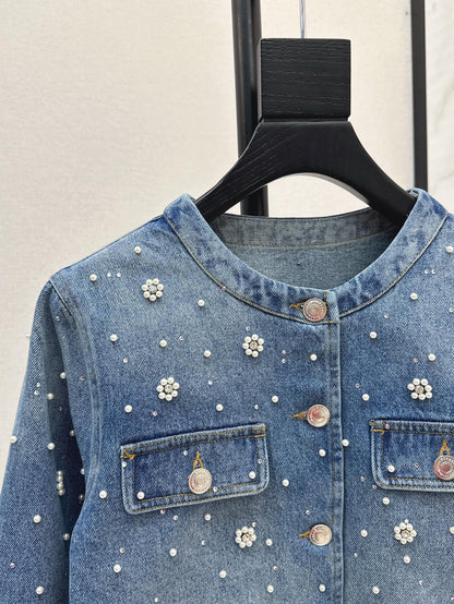 ma 25ss beaded denim jacket