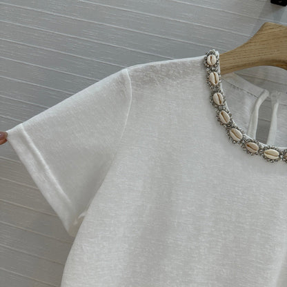 Zim 25ss beaded t-shirt