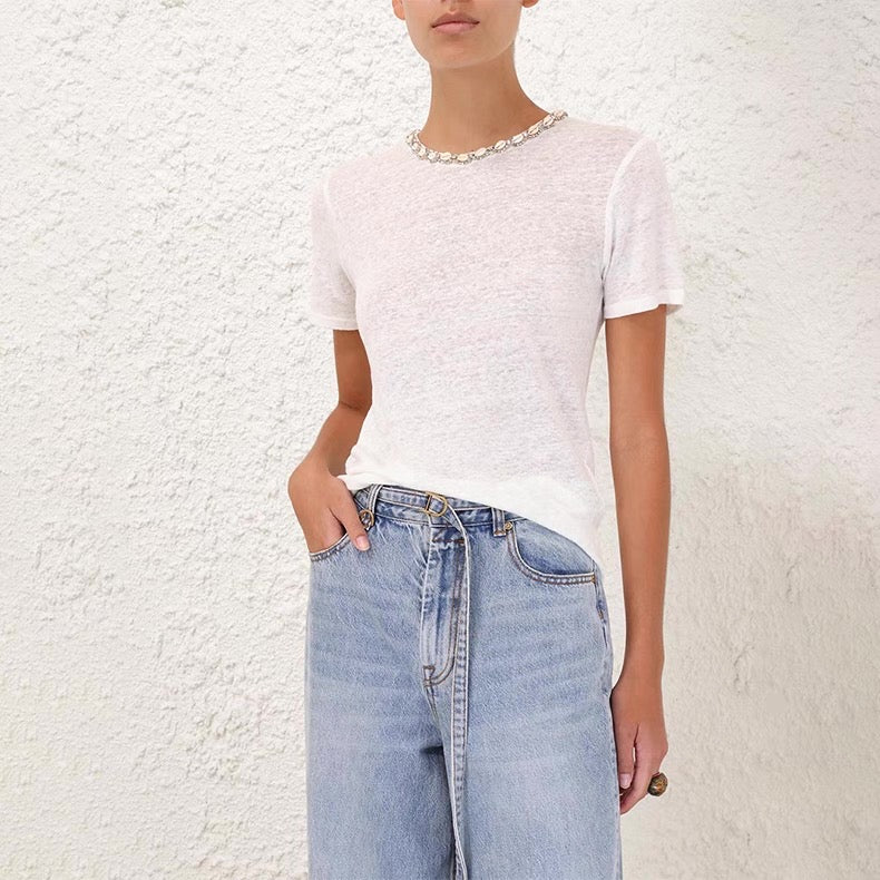 Zim 25ss beaded t-shirt
