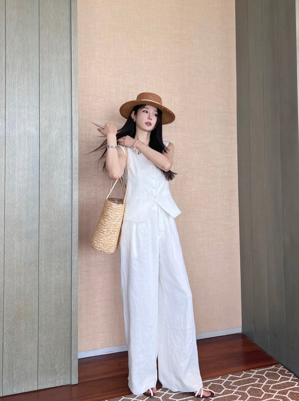 Lo 25ss linen wide leg pants