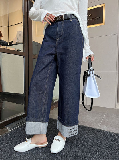 Ma 25ss wide leg jeans wth belt