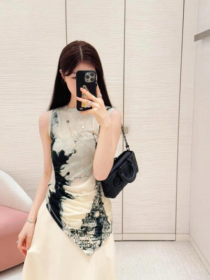 D 25ss printed sleeveless