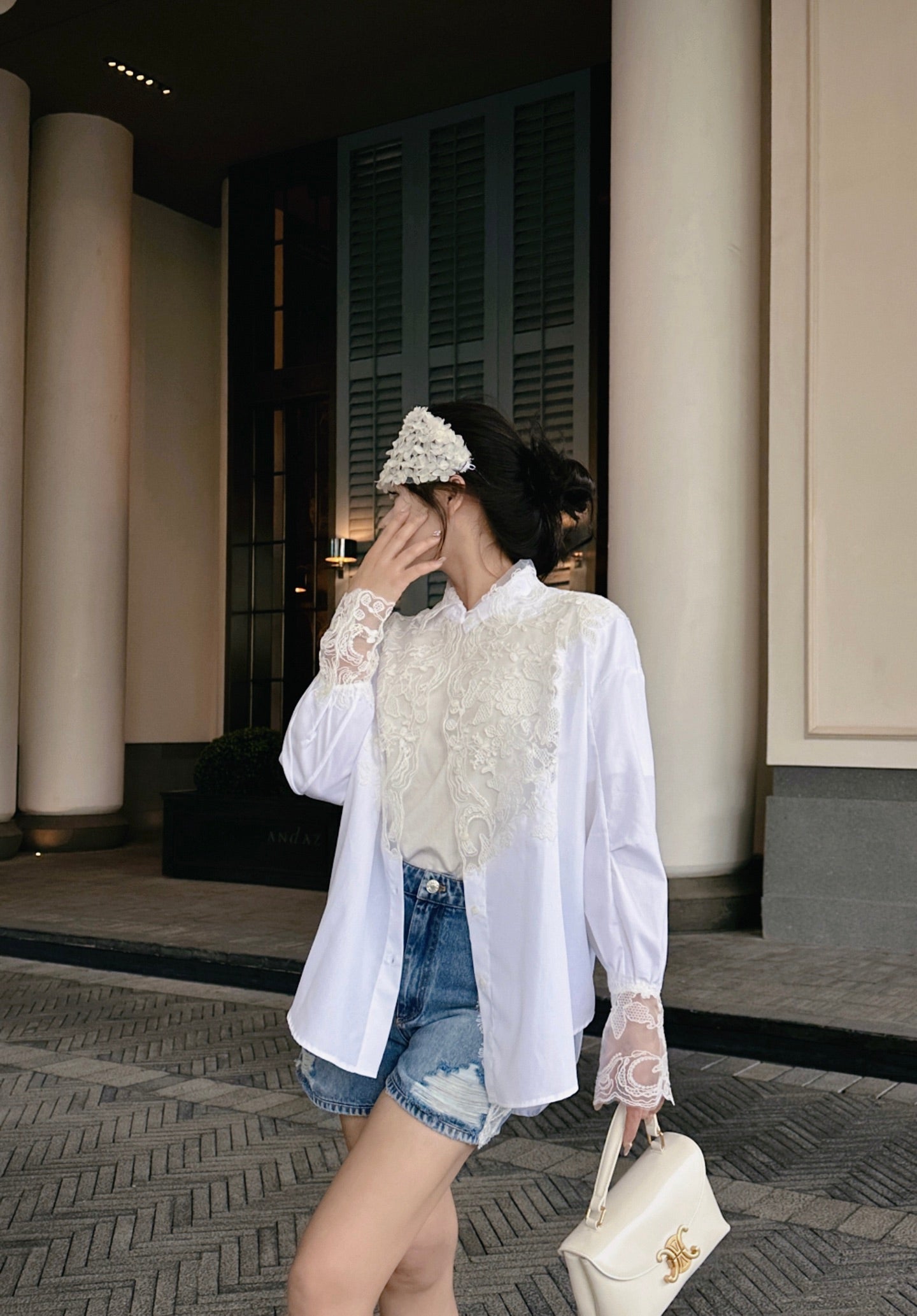 er 25ss lace buttons shirt