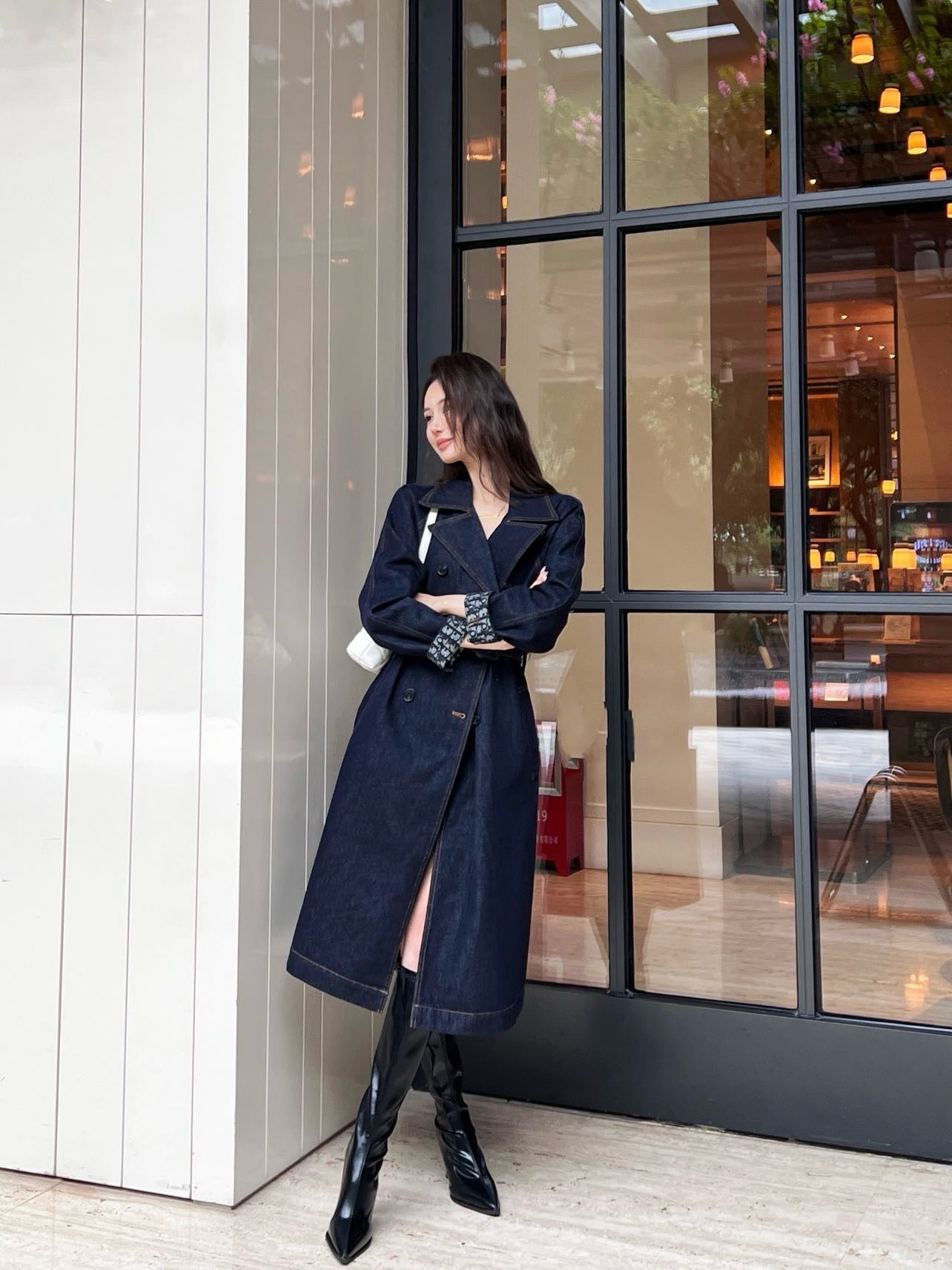 D 25ss denim trench coat