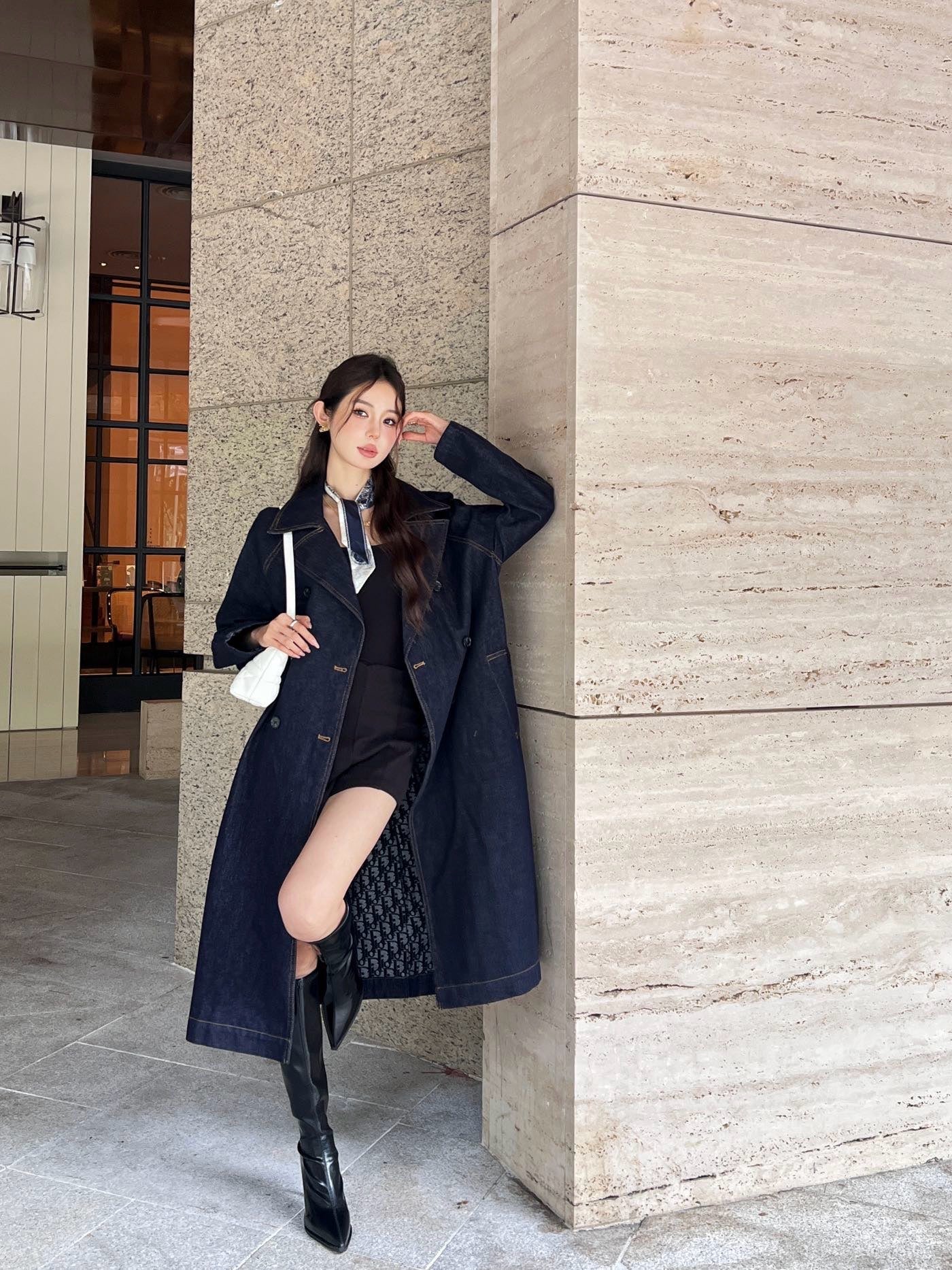 D 25ss denim trench coat