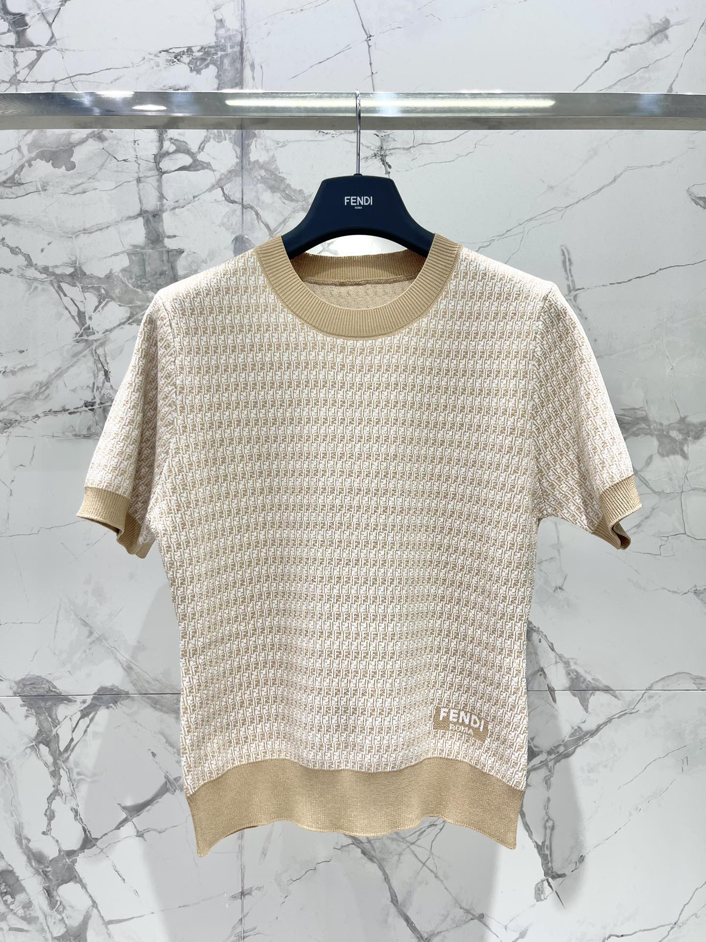 Fe 25ss jacquard knitted t-shirt