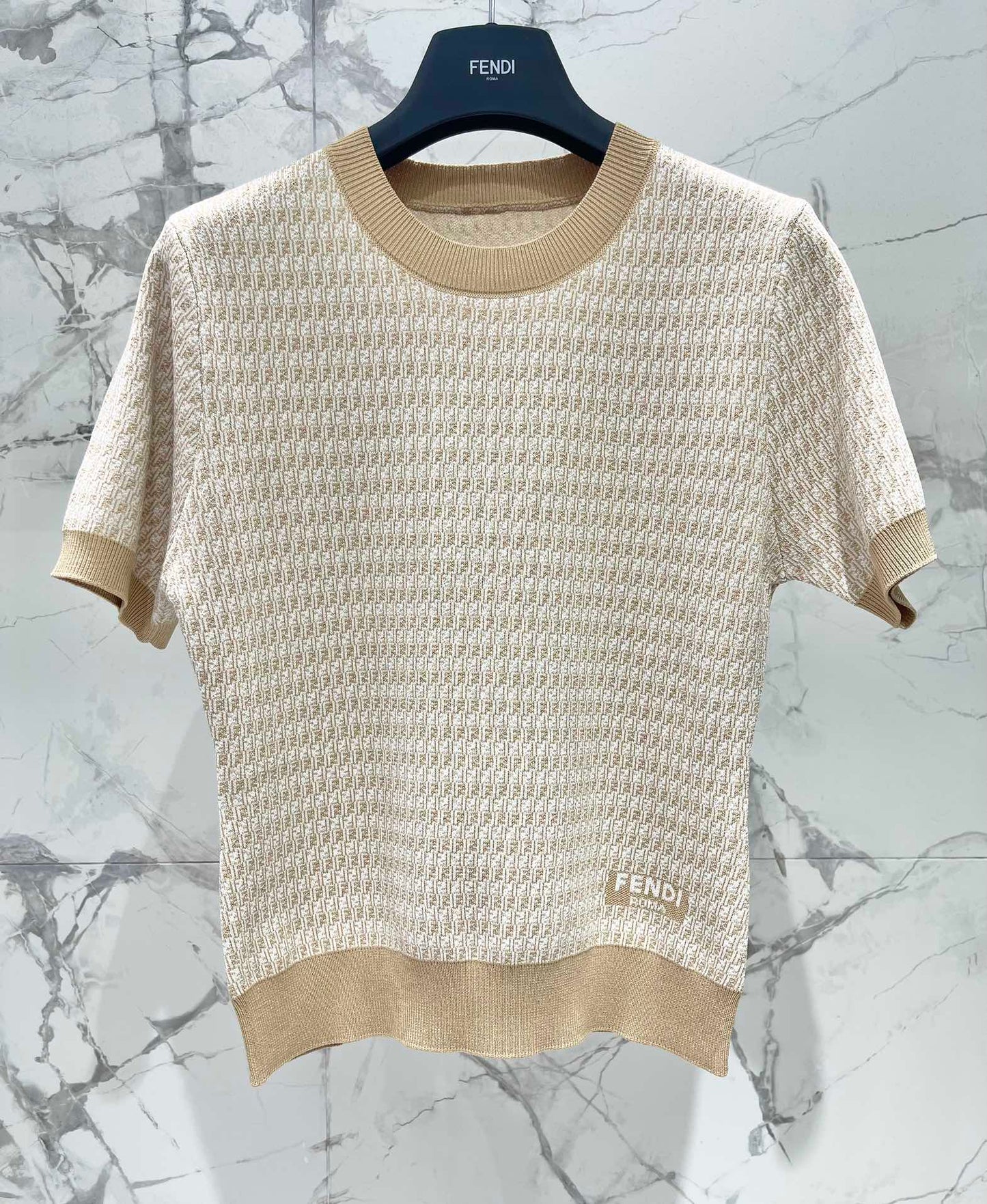 Fe 25ss jacquard knitted t-shirt