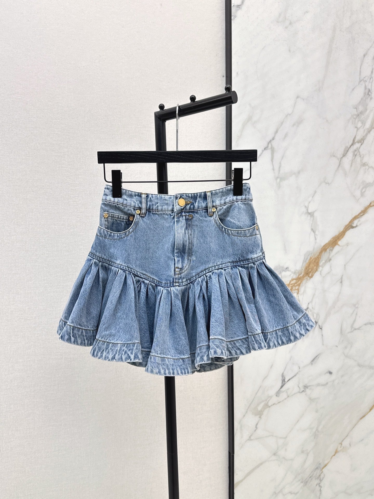 ZIM 25SS DENIM RUFFLE SKIRT