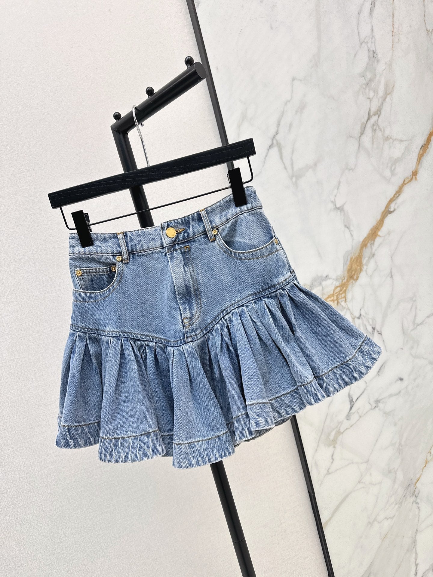 ZIM 25SS DENIM RUFFLE SKIRT