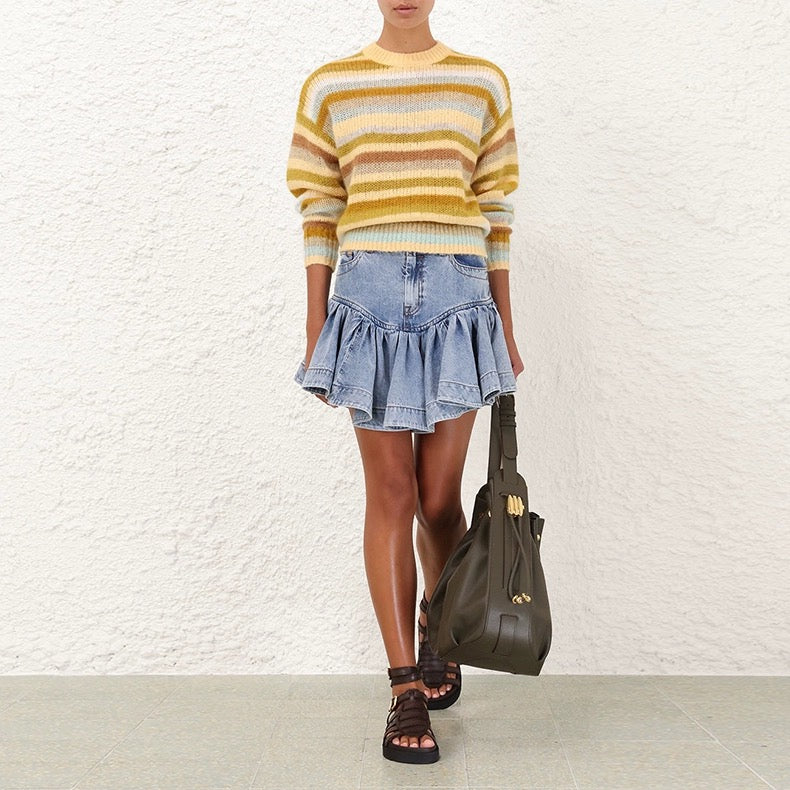 ZIM 25SS DENIM RUFFLE SKIRT
