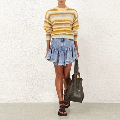 ZIM 25SS DENIM RUFFLE SKIRT