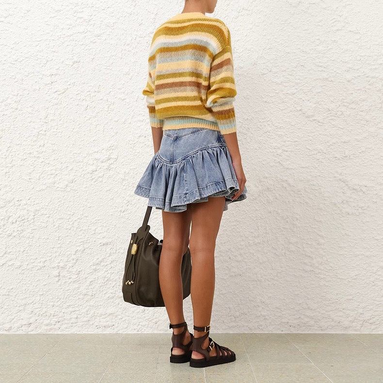 ZIM 25SS DENIM RUFFLE SKIRT