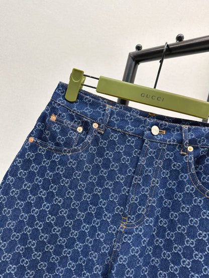 G 25ss jacquard denim short