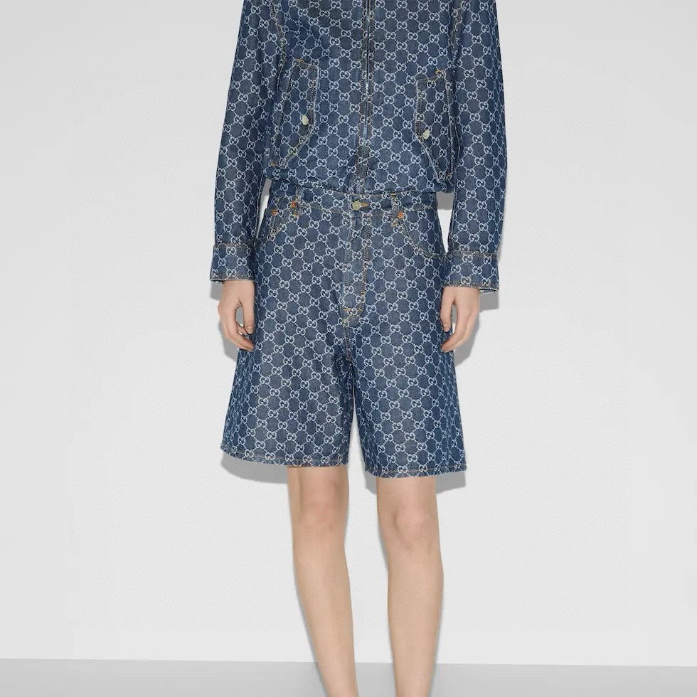 G 25ss jacquard denim short